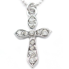 SoulBreezeCollection Christian Catholic Cross Anklet Charm Clear Rhinestones Ankle Bracelet for Women