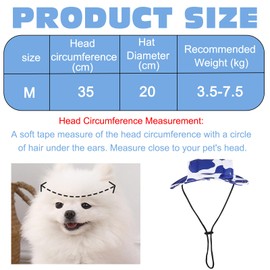 KASESSS 3 Pcs Pet Sun Hat, Dog Sun Hat, Cow Patterned Cat Hats, Summer Suns Protection Hats, Adjustable Rope Buckle Exposed Ear Pet Fisherman Cap, Dog Bucket Cap Breathable Round Cap for Puppies Cats