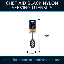Chef Aid Black Nylon Slotted Serving Spoon, BPA Free Kitchen Utensil for use with Non-Stick Cookware, Ideal for Serving and Draining a Wide Selection of Foods, Comes in Black Colour
