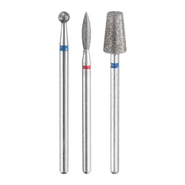 HARFINGTON 3pcs Diamond Grinding Bit Set 3mm Ball 2.5mm Oval 6mm Cone 2.35mm Shank Stone Sanding Drill Bits Rotary Tool for Ceramic Glass Nails Grinding Polishing