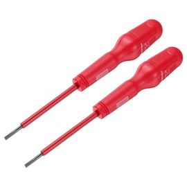 uxcell 2pcs 1000v Insulated Electrician Screwdriver 3x75mm CR-V Magnetic Slotted Flat Head Insulation Screwdrivers, Red