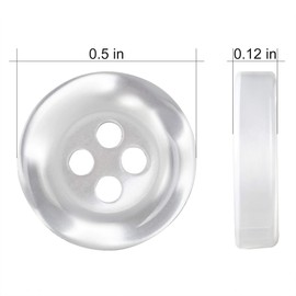 BeeSpring Mother of Pearl Buttons 20 Pieces Shirt Button 0,5 inches Side Button 0,12in Thickness 22L 4 Hole Plastic Pearlized Buttons