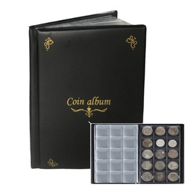 AITIME 150 Pockets Coins Collection Book Holders for Collectors, Quarter Dollar Storage Coin Supplies, Clear Pockets with Flap, Souvenir Collection Supplies for Hobby Collecting (Black)