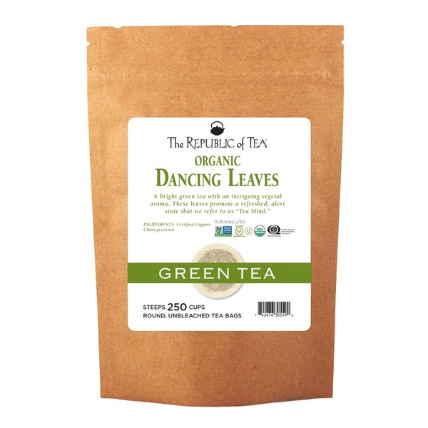 The Republic of Tea Organic Dancing Leaves Green Tea, 250 Tea Bag Bulk