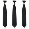 FUIPVGI 3 Pieces Black Tie for Men's,Clip-on Ties Solid,Men's Clip