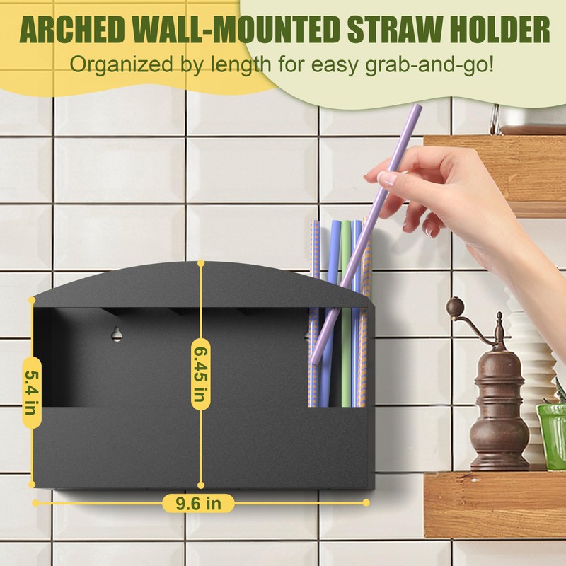 MyLifeUNIT Straw Holder for Cabinet Door, Metal Straw Dispenser Organizer