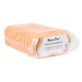 10 Pack of Micro-Pro Duo Action Antibacterial Cleaning Pads Microfibre Cloths Sponge Scourers Dusters For Home Kitchen Bathroom Shower Scrubbing Dusting Wiping Polishing Washing Up Dishes - Orange