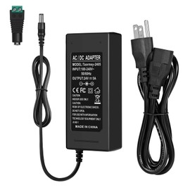 Taormey 24V Power Supply DC 24 Volt 5A AC/DC Adapter, 100-240V AC to DC 24V 5A Power Converter Compatible 4A 3A 2A 1A Device Transformer with 5.5x2.5mm/2.1mm Tip for LED Strip CCTV Camera LCD Monitor
