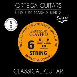 Ortega Guitars Custom Made Strings Select 3/4 Classical Guitar Regular Nylon Coated (NYS34N)
