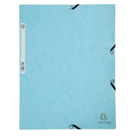 Exacompta - Ref 55528E - Pack of 5 Elastic folders - 3 Flap Pockets - in Glossy Card 400 g/m2 Aquarel - Size 24 x 32 cm for A4 documents - Pastel Blue