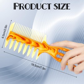 Styling Comb, 3 In 1 Fish Tail Bone Shape, Wide Tooth Comb, Hair Pick Combs for Hair Styling Salon Home (Amber)