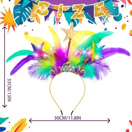 Campsis Mardi Gras Headband Star Feather Hairband Carnival Mask Headpiece Party Masquerade Headwear for Women(LR44)