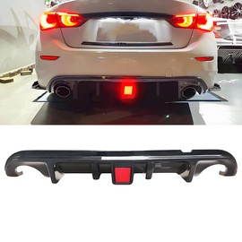 NEESPOC Rear Diffuser with Light Fit for Infiniti Q50 2014 2015 2016 2017, Add-on Body Kit Rear Bumper Lower Lip Splitter Exterior Accessories (Carbon Fiber Style)