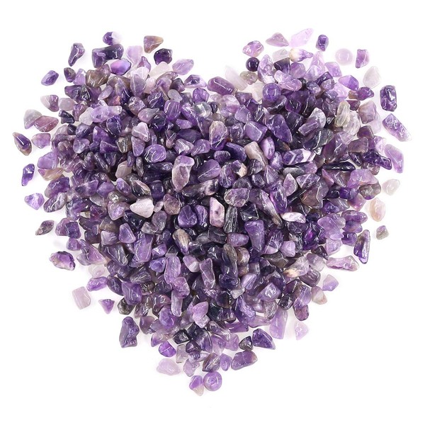 Swpeet 1 Pound Amethyst Small Tumbled Chips Stone Gemstone Chips Crushed Pieces Irregular Shaped Stones Crystal Chips Stone Perfect for Jewelry Making Home Decoration