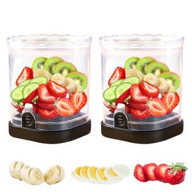 Fruit Cutter and Chopper – Cup Slicer for Strawberry, Grape, Banana, Mushroom, Kitchen Gadget for Fruits and Vegetables, Compact Slicing Tool (2, Black)