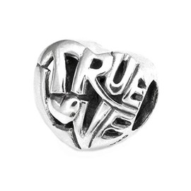 Queenberry Sterling Silver True Love Heart European Style Bead Charm