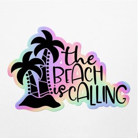Holographic Decal Stickers of The Beach is Calling Premium Waterproof Vinyl Decal Stickers for Laptop Phone Accessory Helmet Car Window Mug Tuber Cup Door Wall Decoration ANDVER3f4296aHO