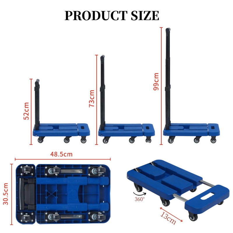 Folding Hand Truck 500lb Heavy Duty - 6 Wheel Luggage
