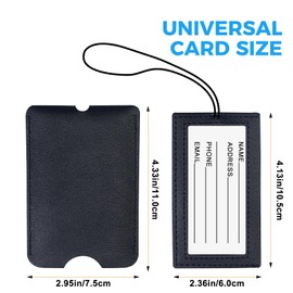 Gloppie 2 Pack Luggage Tags for Suitcases Travel Bag PU Leather Luggage Tags with Privacy Cover Black