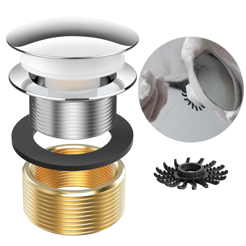 Yaseingoo Chrome Bathtub Drain Stopper, Solid Brass Tip-Toe Bath Tub
