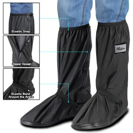 Desoto Shoe Covers Rain Overshoes Waterproof Shoes Overshoes for Men Women Outdoor Non-Slip Shoe Covers Rain Cover Rain Shoes for Rain Snow Dust Reusable, black