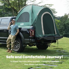 Oasser Pickup Truck Tent,Truck Bed Tent for Camping with Rainfly Waterproof PU2000mm 210D 5.5'-6' Double Layer for 2 Person Rain Cover Included Bag Storage Pocket Spare Fiberglass Pole Green