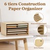 Gtouse Wooden Construction Paper Organizer 20" x 13.5", 6 Tier