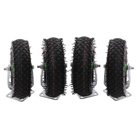 10 Inch Pneumatic Caster Wheels Set of (4), Heavy Duty Industrial Casters Swivel Caster, (2 Swivel & 2 Fixed, Top Plate 4.49" x 3.86", Silent Rolling, Caster Wheels Outdoor