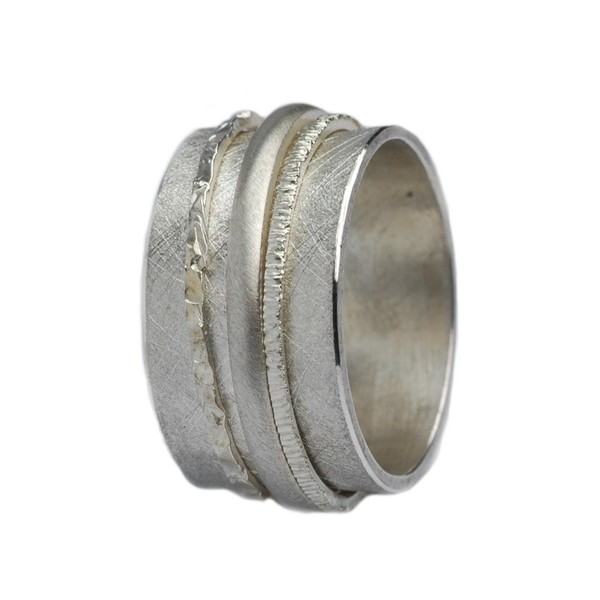 Tiljon wide matt ring 925 silver with rotating ring rails,