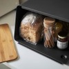 YAMAZAKI Metal Bread Box With Removable Bamboo Wooden Cutting Board