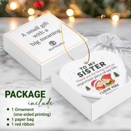 Sister Ornaments 2025 Christmas – Heart Ceramic Sisters Ornaments for Big Sister, Sisters in Law – White Xmas Gift with Quote, I Love You Forever – Cute Holiday Keepsake (B72)