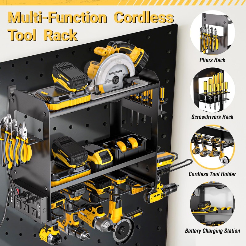 YYR Power Tool Organizer Wall Mount with Charging Station, Cordless