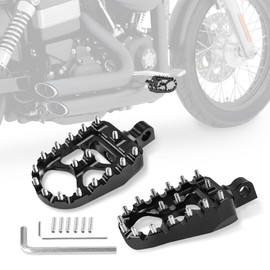 MX Foot Pegs Fits for Harley Dyna Sportster Street Bob Fatboy Iron 883 | Chopper Bobber Style Male Mount Footpegs, 360° Roating CNC Pedals (Black)