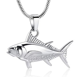 Imrsanl Cremation Jewelry for Ashes Fish Urns Necklace Memorial Keepsake Jewelry Ashes Pendant for Pets/Human (Silver)