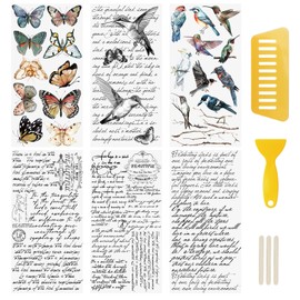 WANDIC 6 Sheets Rub On Transfer Sticker, Butterfly Bird Letter Stickers Furniture Transfers Stickers for DIY Scrapbooking Photo Albums