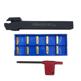KinRite 12PCS 1/2” Grooving Tool Holder MGEHR1212-2 with MGMN200 Grooving Insert Cut Off Parting Tools Turning Insert Carbide Insert for Steel Grooving Width 0.78"