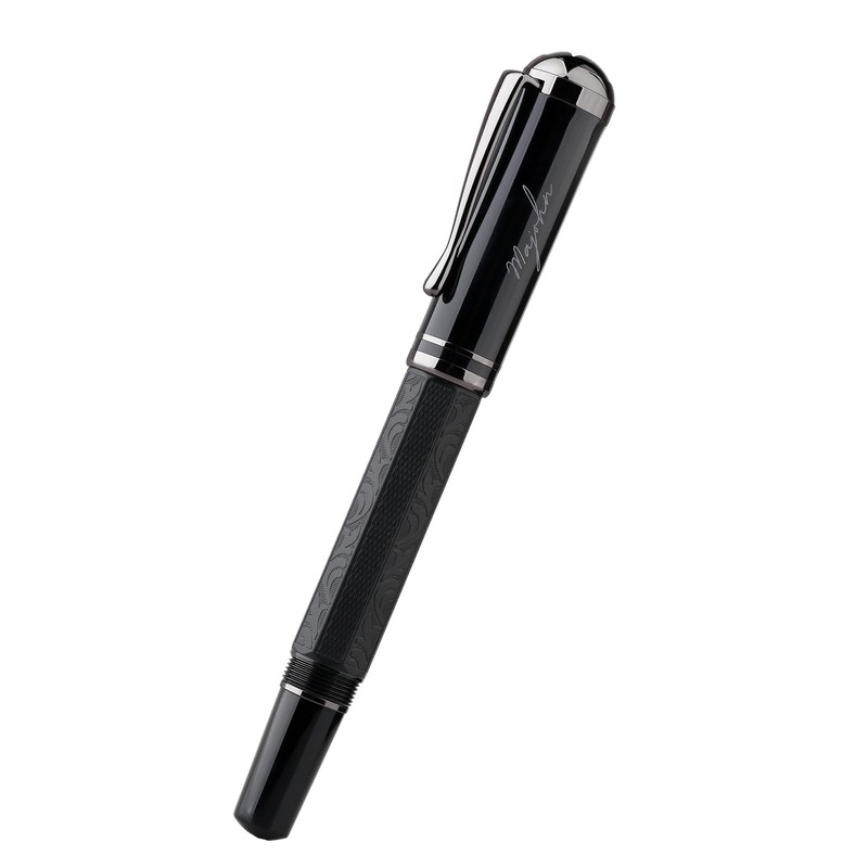 Majohn P138 Piston Fountain Pen Extra Fine Nib, Black Octahedral