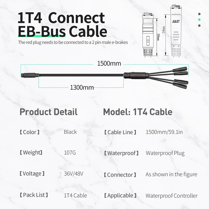 FOBOXCHD Electric Bicycle Signal Cable, Connecting Controller to Display, Throttle,