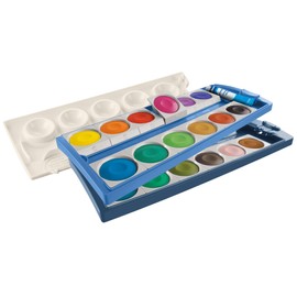 Pelikan Paint Box K24 Eco 701303 Paint Box with 24 Colours Including Opaque White Recycled Plastic Blue