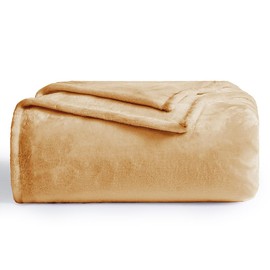 VANSILK Camel Fleece Throw Blanket for Couch Super Soft Lightweight Bed Blanket - 300GSM Plush Fuzzy Cozy Blankets and Throws for All Seasons, 90x90 Inches