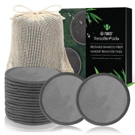 18 Stück Abschminkpads Waschbar,Wattepad zur Entfernung von Make-up,Nachhaltig Abschminktücher,Wattepads zum Abschminken mit Netz-Wäschesack für Alle Hauttypen,Grau