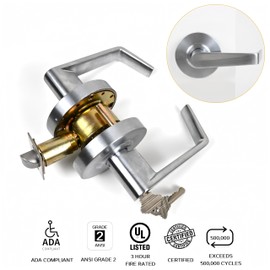 YoukeyHomi Storeroom Function Commercial Heavy Duty Cylindrical Handle Lock, Commercial Door Handle, Heavy-Duty Locking Door Handle,ANSI Grade-2, UL 3 Hour Fire Rated, ADA Compliant (Storeroom)