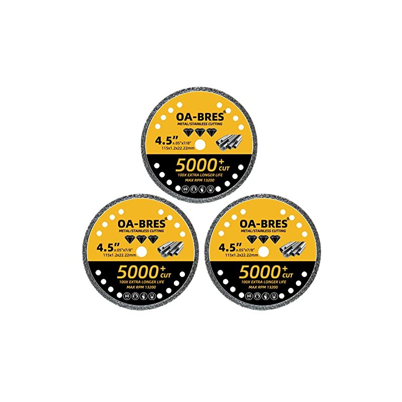 3Pack 4.5" Diamond Metal Cutting Cut Off Wheels for 5000+