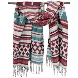 GURU SHOP Soft Pashmina Scarf / Stole with Paisley Pattern, Men/Women, Blue, Synthetic, Size: One Size, Maya Pattern Petrol/Brown