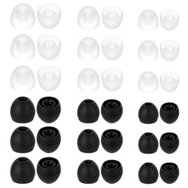 18 Pairs Silicone Ear Bud Replacement Ear Tips for in-Ear Headphones S/M/L Sizes Ear Bud Covers Ear Gels Soft Earphones Earbuds Ear Cushion Ear Bud Tips (Black&Clear)