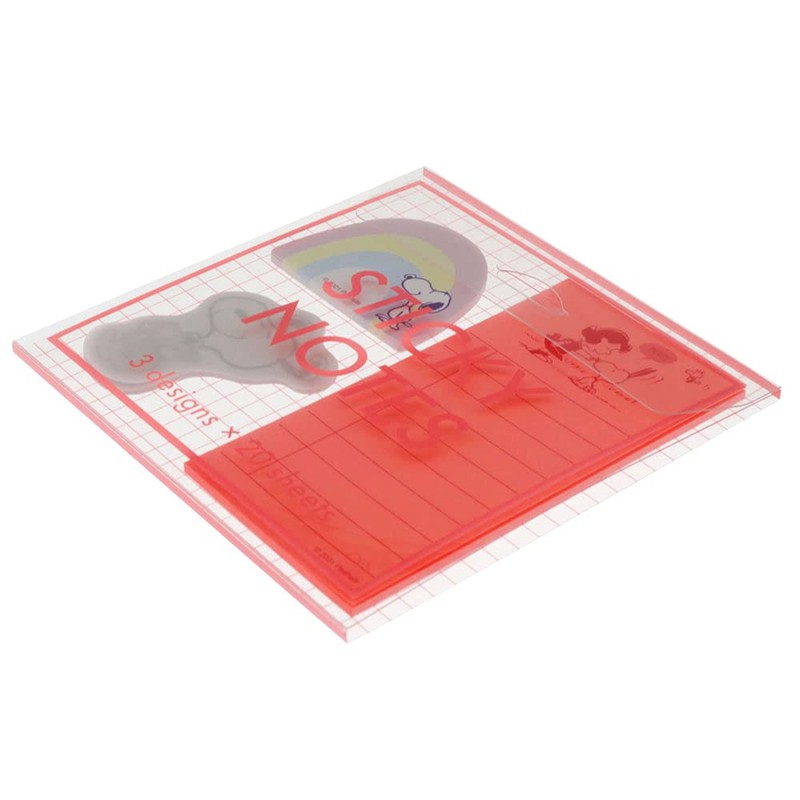 Sunstar Stationery S2831589 Snoopy Sticky Notes, Clear Case, Glitter With,