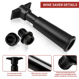 BADAO Wine Vacuum Pump and Stopper,22PCS Reusable Wine Bottle Topper,1PCS Wine Bottle Vacuum Sealer Pump Wine Stoppers to Keep Wine Fresh (black)