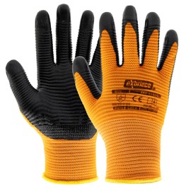EXBRIECO, 12 Pairs Adjustable Work Gloves for Mechanics, Protective Gloves, Polyester, Nitrile, EPI, Lightweight, Comfortable, Abrasion Resistant, Gardening, Repairs, Mechanics.