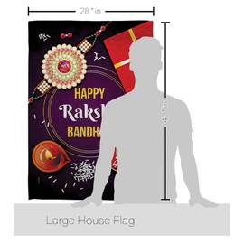 Ornament Collection Raksha Bandhan House Flag Dowel Set Celebration Festival Rakshabandhan Rakhi Siblings Hindu Ceremony Decoration Banner Small Garden Yard Gift Double-Sided, Made in USA