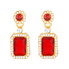 MALOYANVE Square Crystal Earrings for Women Elegant Sparkling Vintage Colorful Crystal Lightweight Statement Rhinestone Stud Earrings Prom Wedding Bitthday Jewelry Gifts (Red)